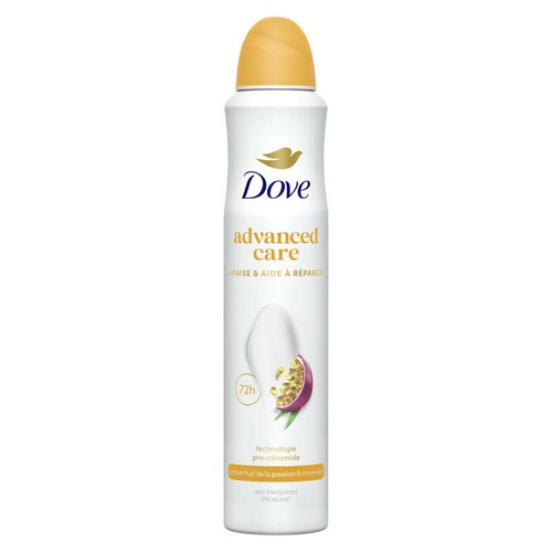 Dove Apaise & Aide à Réparer Déodorant Spray Anti-Transpirant Semi-compressé Fruit de la Passion 200ml