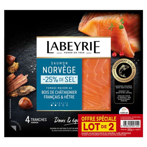 Labeyrie saumon atlantique de Norvège x4 ranches 2x130g
