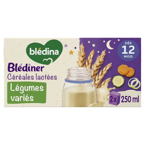 Bledina Blediner Lait Croissance Légumes Variés 250Ml X2 Dès 12 Mois