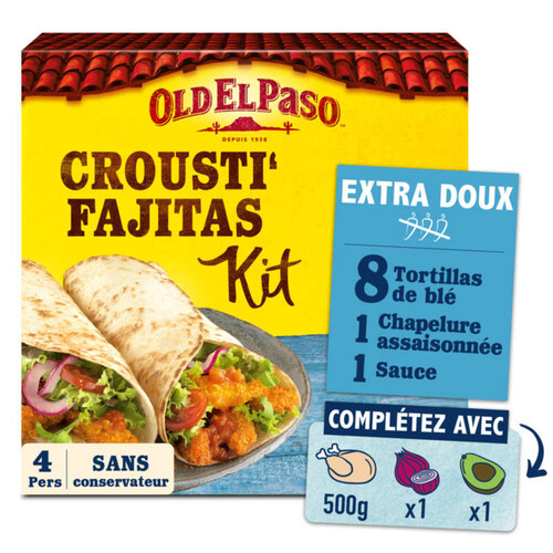 Old El Paso Kit Pour Crousti'Fajitas Sans Piment Extra Doux 521g