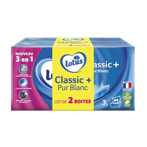 Lotus Classic + Pur Blanc Boîtes De Mouchoirs