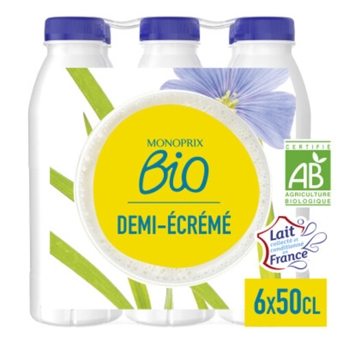 Monoprix Bio lait demi-écrémé stérilisé UHT bio 50cl