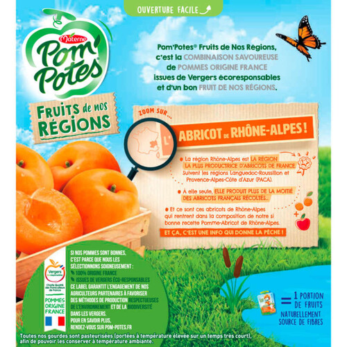 Pom'Potes Compote Pomme Abricot De Rhône-Alpes 4X90G