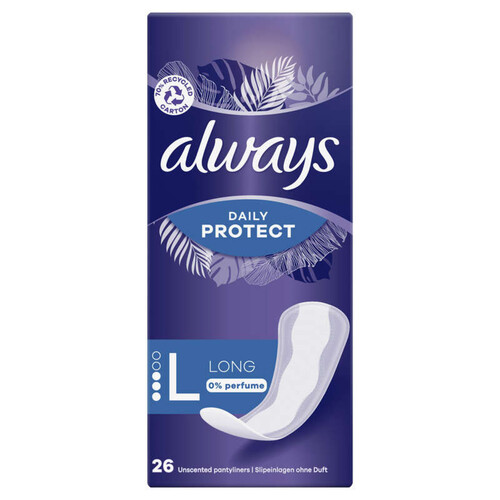 Always dailies protect protège-slips long 0% de parfum 26 unités