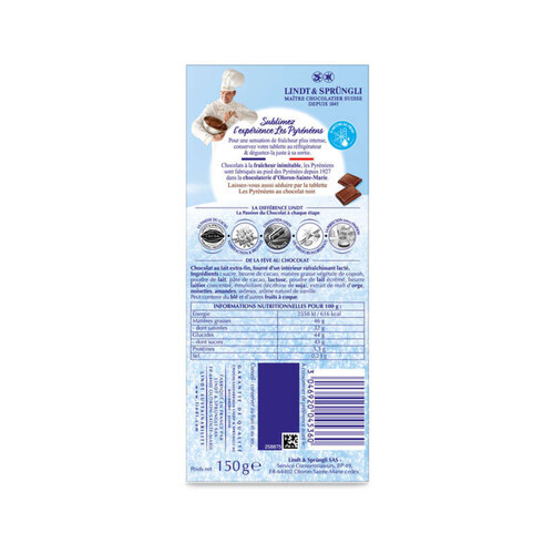 Lindt Pyrénéens Tablette De Chocolat Au Lait 150G