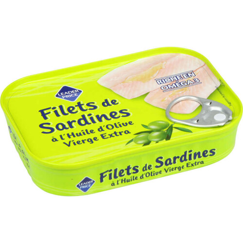 Leader Price Filets de sardines à l'huile d'olive vierge extra 115g