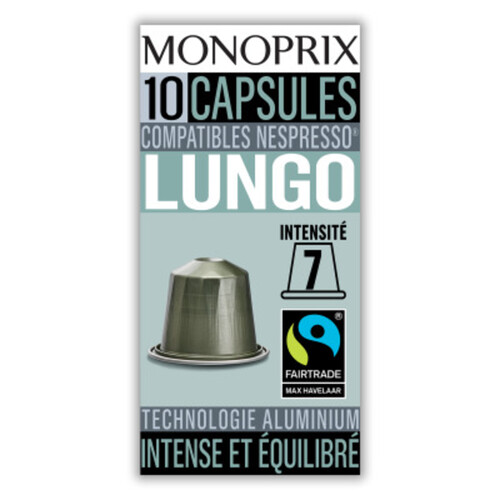 Monoprix Café Lungo Intensité 7 X10 Capsules 50G