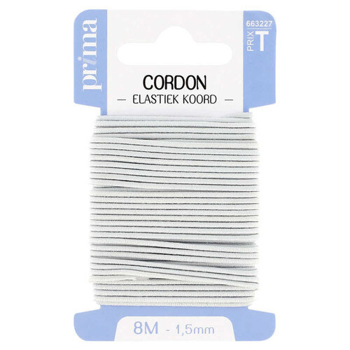 Prima Cordon élastique rond Blanc 8mx1,5Mm