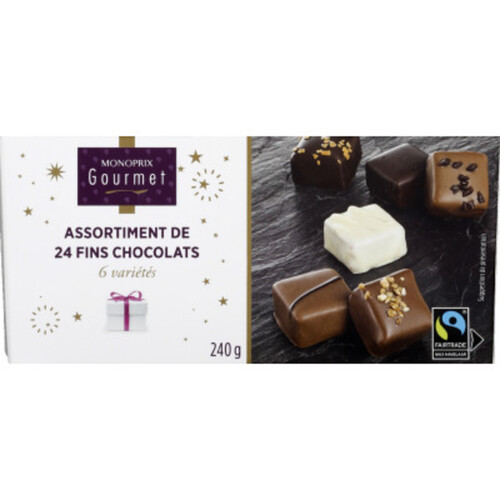 Monoprix Gourmet Ballotin avec assortiment de 24 chocolats 240G