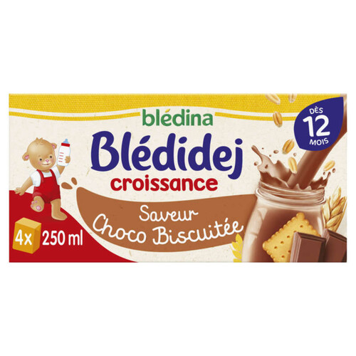 Blédina Blédidej Croissance Lait et Céréales Saveur Choco Biscuité 4x250ml