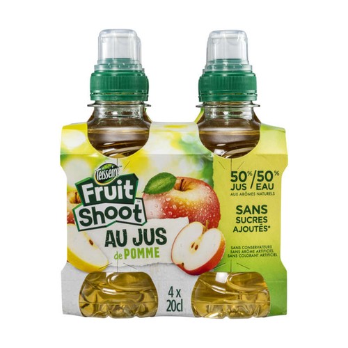 Teisseire Fruit Shoot au Jus de Pomme Sans Sucres Ajoutés 4x20cl