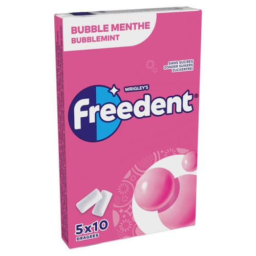 Freedent Bubble Menthe étui de 10 dragées x5 70g