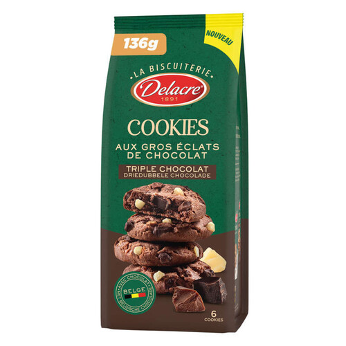 La Biscuiterie Delacre Cookies Triple chocolat 136g