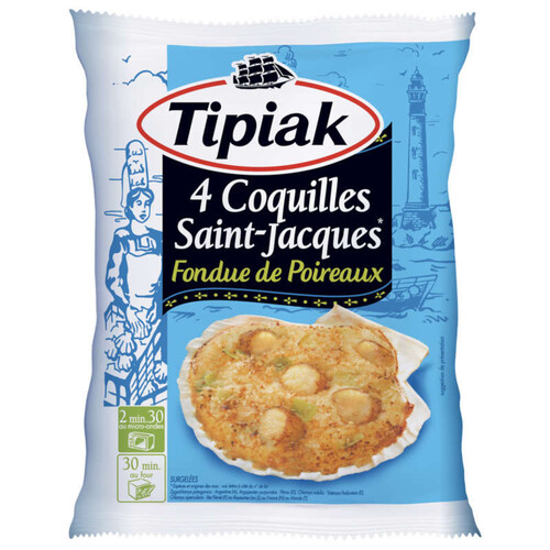 Tipiak Coquilles St Jacques et Fondue de Poireaux 4 x 90g