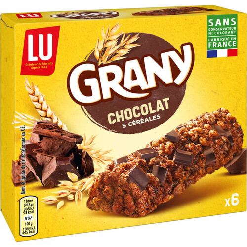 Lu Grany Barres de Céréales Chocolat 125g