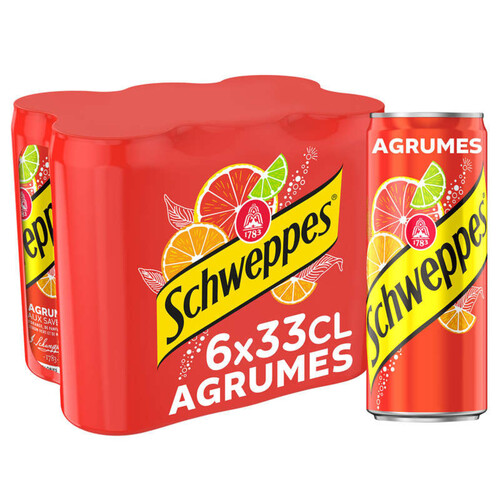 Schweppes Agrumes Boisson Gazeuse Pack De 6X33 Cl Canettes
