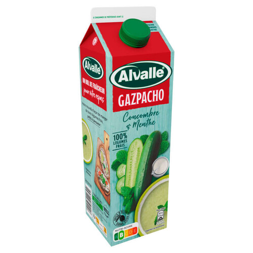 Alvalle - Gazpacho - soupe froide de concombre et menthe - La brique de 1L