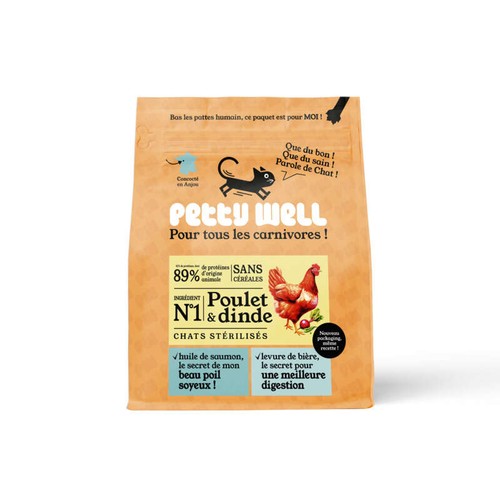 Petty Well Croquette pour Chat Poulet et petits légumes 1kg