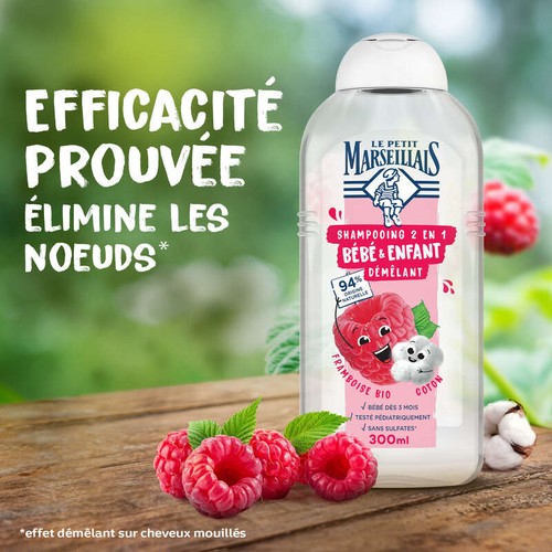 Le Petit Marseillais Shampooing Bébé Framboise et Coton 300ml