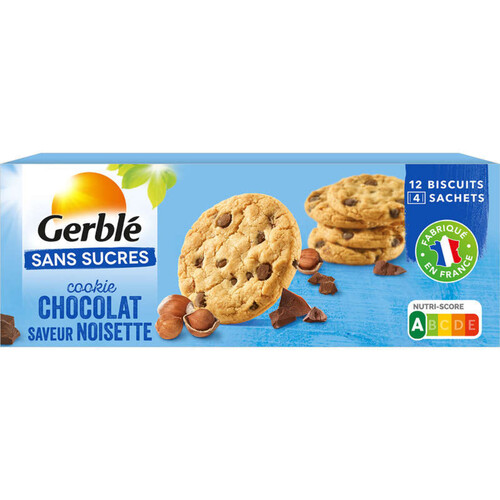 Gerblé sans sucre Cookie Chocolat saveur Noisette 130g