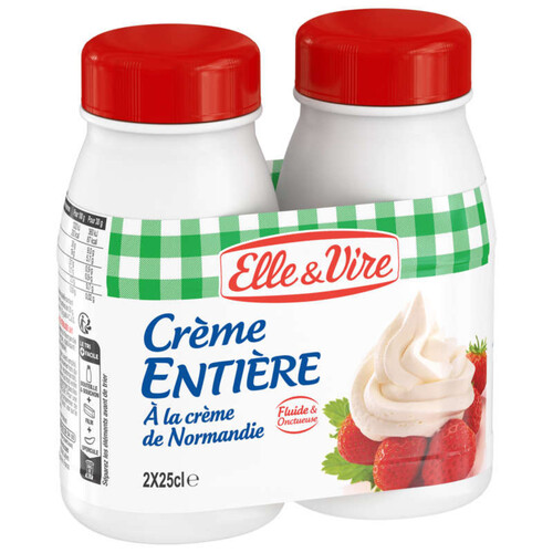 Elle & Vire Crème Entière Fluide À La Crème De Normandie 2X25Cl