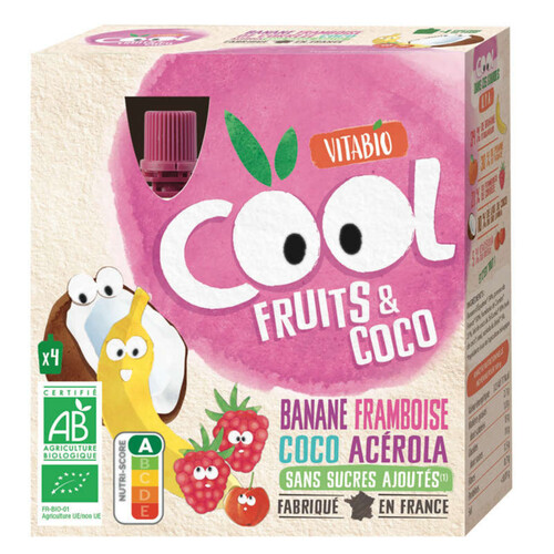 [Par Naturalia] Vitabio Cool Fruits & Coco Banane Framboise Coco Acérola 4x85g