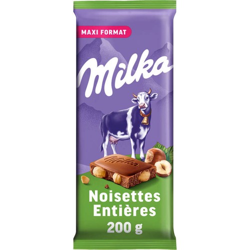 Milka Tablette Chocolat au Lait et aux Noisettes Entières 200g