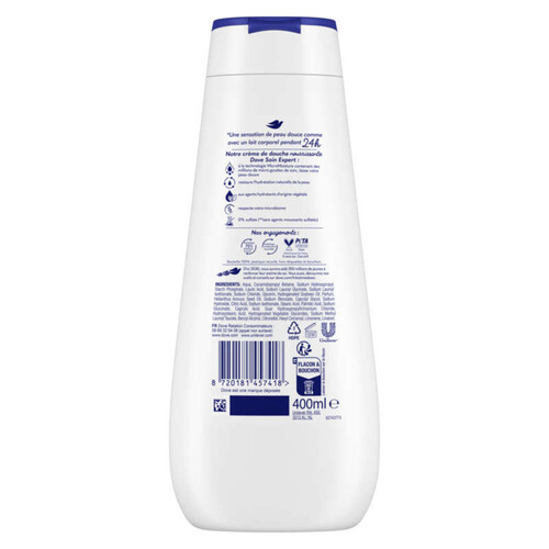 Dove Advanced Care Crème de Douche Nutrition Intense 0% Sulfate 400ml