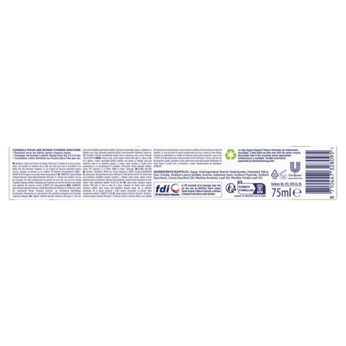 Signal Dentifrice Integral 8 Nature Elements Coco Blancheur 75Ml
