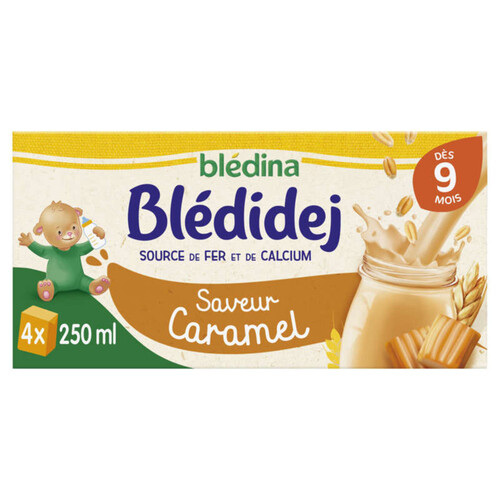 Bledina Bledidej Lait et Céréales Saveur Caramel Dès 9 Mois 4x250ml 