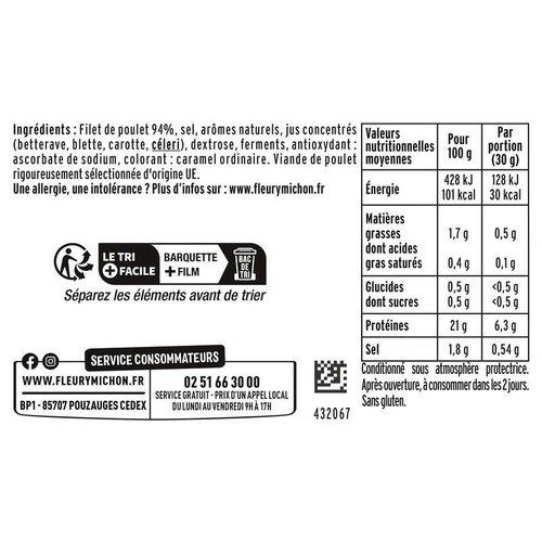 Fleury Michon Blanc De Poulet Fumé Halal Tranches Fines x6