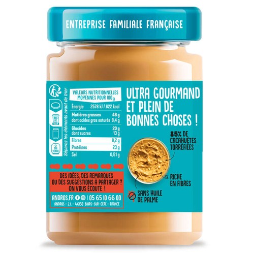Andros Beurre De Cacahuète Croquant 325g