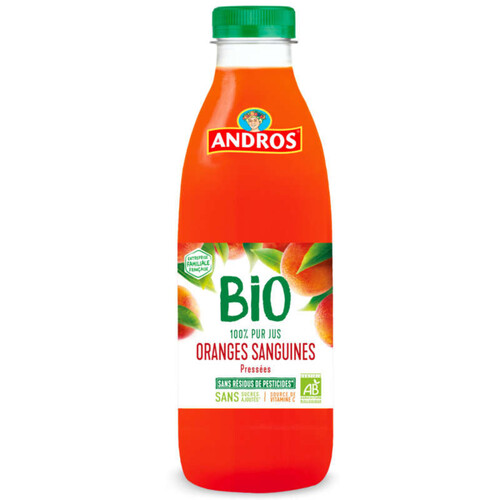 Andros 100% pur jus d'oranges sanguines pressées bio 75cl