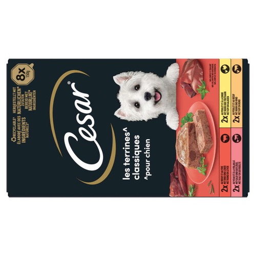Cesar Terrines classiques pour chien adulte 4 variétés 8x150g