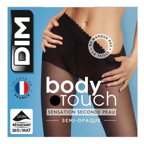 Collant Transparent Ceinture Velouté, Noir, 20D, Body Touch DIM - T2