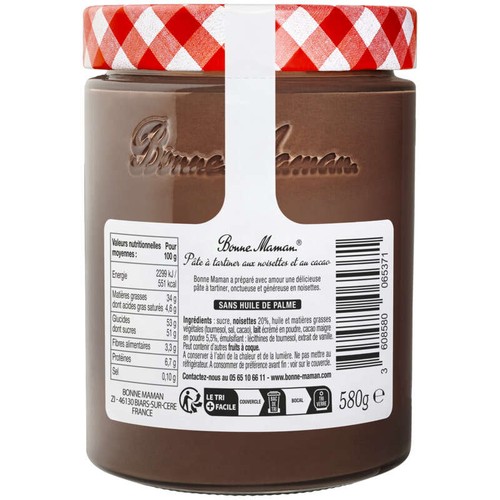 Bonne Maman Pâte à tartiner noisette et cacao 580g