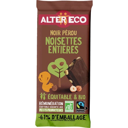 Alter Eco Chocolat Noir Noisettes Entières Bio 200g