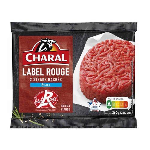 Charal Label Rouge Steaks Hachés 5% MG 2x130g