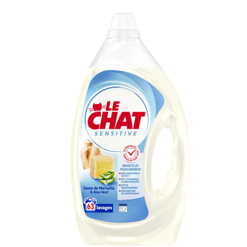 Le Chat sensitive savon de Marseille 63 lavages 2.8L