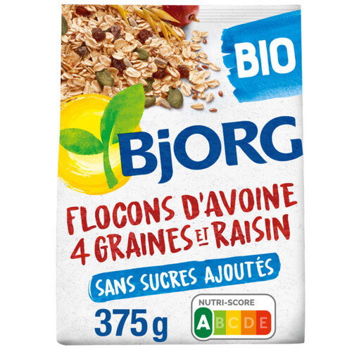 Bjorg Flocons D'Avoine, 4 Graines Et Raisins, Bio 375G