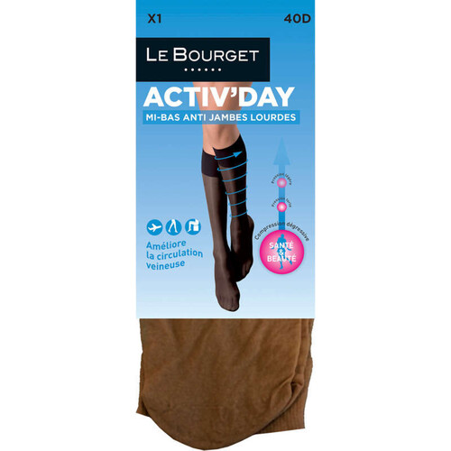 Le Bourget Mi-Bas Anti Jambes Lourdes Semi Opaque Beige T36/38 40D