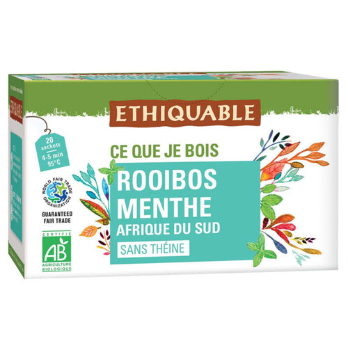 Ethiquable Rooibos Menthe Afrique du sud sans Théine Bio 40g