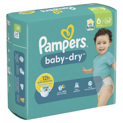 Pampers baby-dry couches géant taille 6 - 34 couches