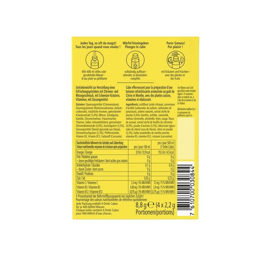 Ricola Drink  Cubes pour Boisson Citron Menthe 8,8g