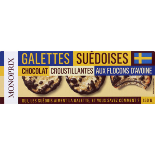 Monoprix Galettes suédoises au chocolat et aux flocons d'avoine 150g