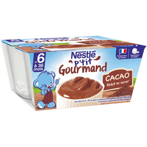 Nestlé P'Tit Gourmand Crème Dessert Chocolat Dès 8 Mois 4x100g