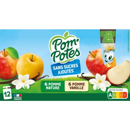 Pom'Potes Compotes Gourdes Pomme Vanille 12x90g