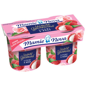 Mamie Nova yaourt brassé sucré aux litchi rose 2x150g