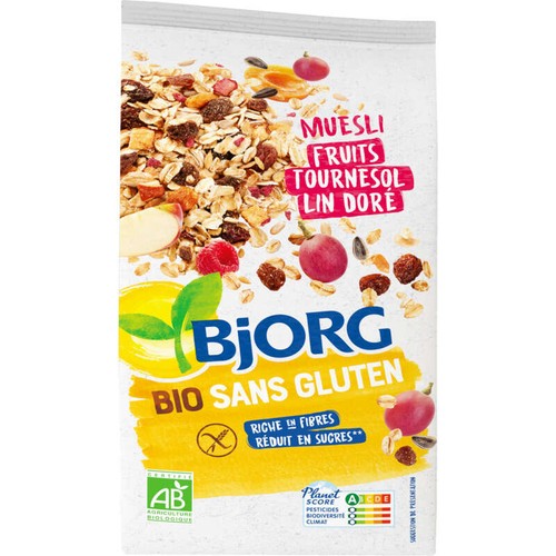 Bjorg Muesli Fruits, Tournesol, Lin Doré, Sans Gluten, Bio 375g