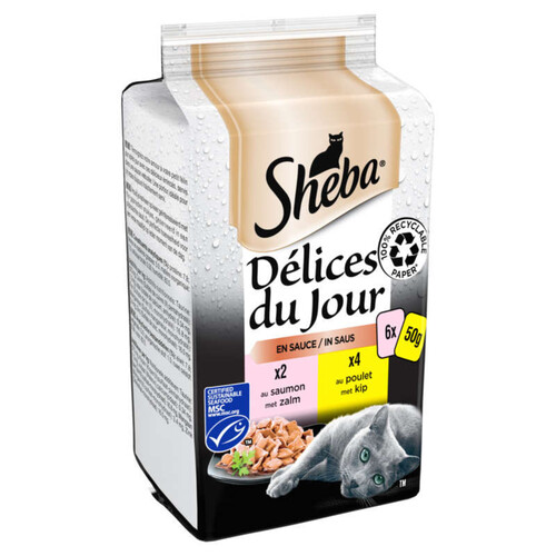 Sheba Délices du Jour en sauce au Poulet et saumon 6 x 50g